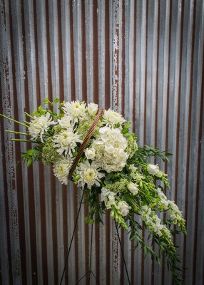 Easel in Pure Whites on Fireside Basket from Marion Flower Shop in Marion, OH